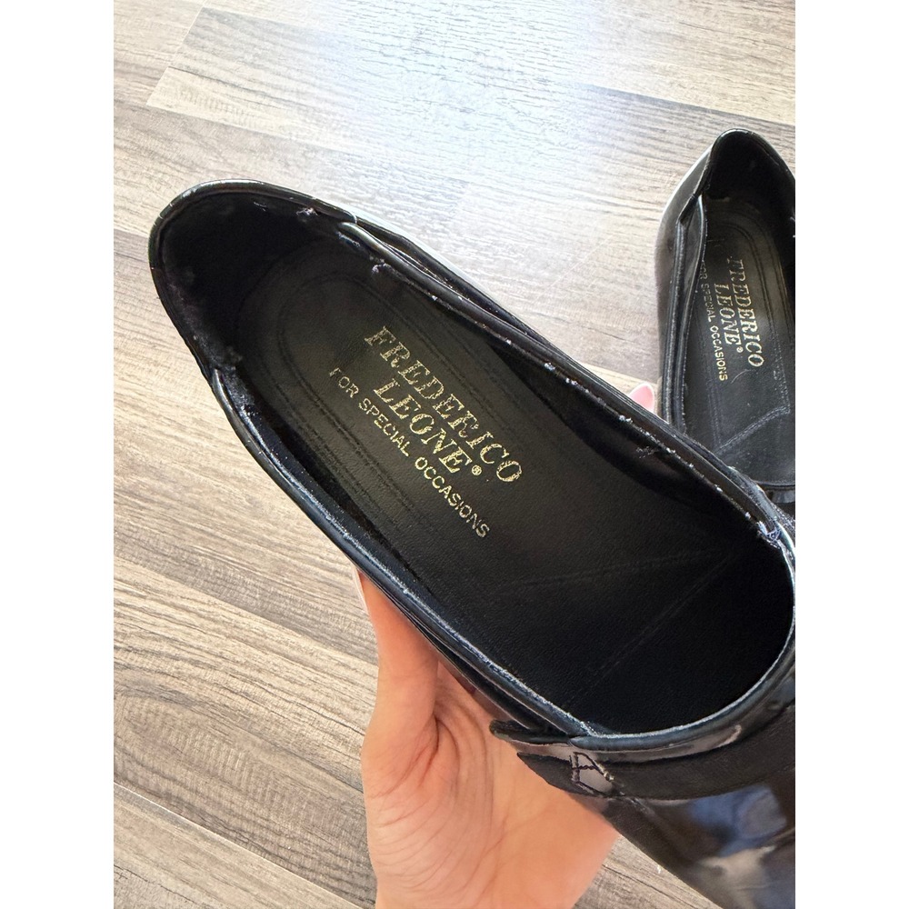 Frederico Leone Loafers Mens 9.5 Black Good Patent Formal Tuxedo Shoes - Picture 4 of 8